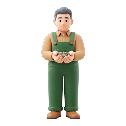 Farmer Holding Seeds - 3D Clay Character Icon