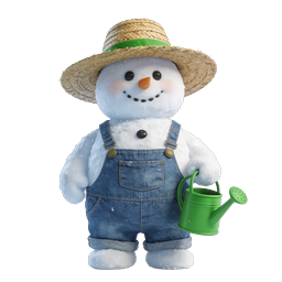 Farmer Snowman Icon - Charming 3D Winter Character