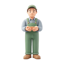 Farmer Holding Seeds Icon - 3D Clay Style