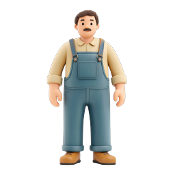 Friendly Farmer Worker 3D Character Icon