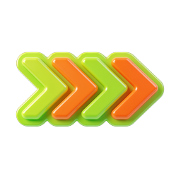 Fast Forward Double Chevron Arrow Icon - 3D Glossy Design