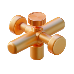 Orange Faucet Valve Handle Icon - 3D Plumbing Symbol
