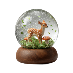 Adorable Fawn Snow Globe Realistic 3D Icon