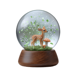 Adorable Fawn Snow Globe Nature Icon | 3D Realistic