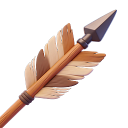 Realistic 3D Feathered Arrow Icon with Metal Tip