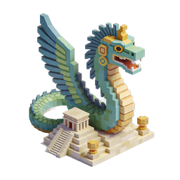 Feathered Serpent Quetzalcoatl Voxel Icon - Aztec Mythology 3D