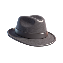 Fedora Hat Icon - Classic Dark Charcoal Style
