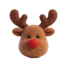 Felted Reindeer Head Christmas Icon | Rudolph Style