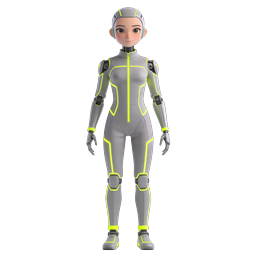Female Android Robot AI Character Icon | 3D Render