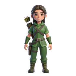 Female Archer Character - 3D Fantasy Game Icon