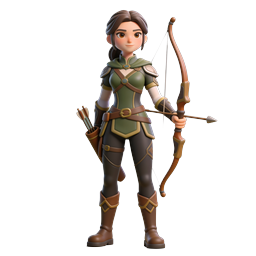 Icona personaggio 3D guerriera arceria per giochi