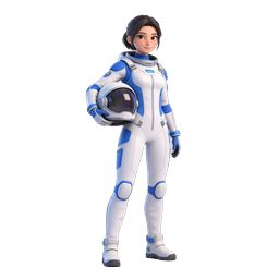 Icono de personaje astronauta mujer - exploradora espacial 3D