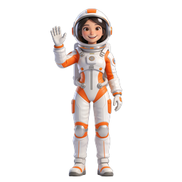 Female Astronaut Waving 3D Character Icon