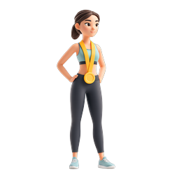 Female Athlete Gold Medal Winner 3D Icon