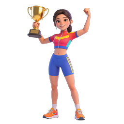 Female Athlete Trophy Victory 3D Icon