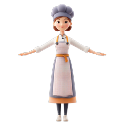 Icona 3D personaggio chef donna - Professionista culinaria