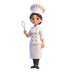 Female Chef Character with Whisk - 3D Cartoon Icon