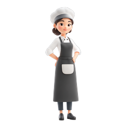 Female Chef Character Icon - 3D Culinary Illustration