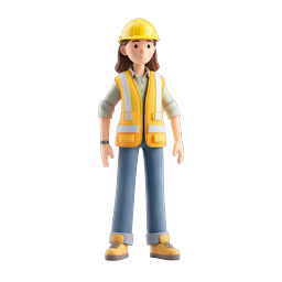 Female Construction Worker 3D Character Icon