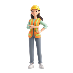 Female Construction Worker 3D Character Icon