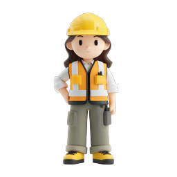 Female Construction Worker 3D Icon