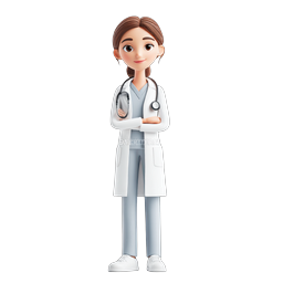 Friendly Female Doctor Character Icon | 3D Medical Illustration