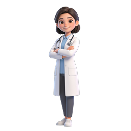 Female Doctor Character Icon - 3D Medical Mascot Illustration