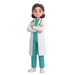 Icône de personnage médecin femme amicale 3D pour la santé