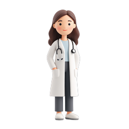 3D Female Doctor Character Icon - Clay Style