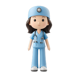 親しみやすい女性医師の 3D キャラクターアイコン