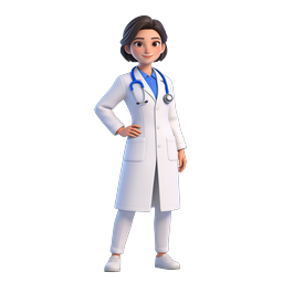 Female Doctor 3D Character Icon - Medical Professional