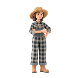 Female Farmer Character Icon - 3D Clay Style
