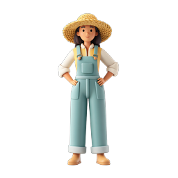 Friendly Female Farmer Character Icon - 3D Illustration