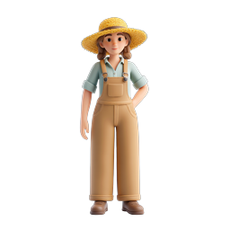 Female Farmer 3D Character Icon - Agriculture & Farming
