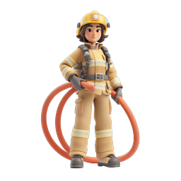 Female Firefighter 3D Character Icon - Clay Style