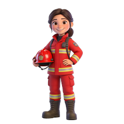 Female Firefighter Character 3D Icon - Hero Emergency Responder