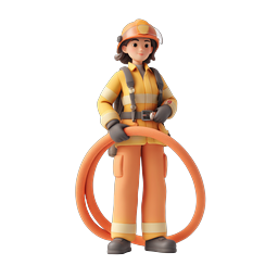 Female Firefighter Character Icon - 3D Clay Style