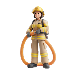 女性消防士 3D キャラクターアイコン - ヒーローレスキュー