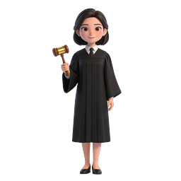 Female Judge Character with Gavel - 3D Legal Icon