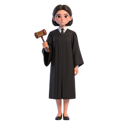 Female Judge Character with Gavel - 3D Illustration Icon