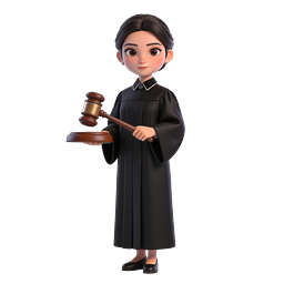 Female Judge Character with Gavel | 3D Legal Icon