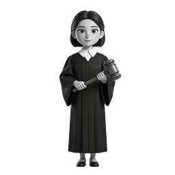 Female Judge 3D Character Icon with Gavel