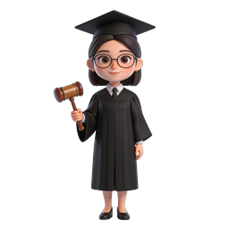 Female Lawyer Graduate with Gavel 3D Icon