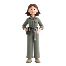 Female Mechanic Icon - 3D Repair Technician Character