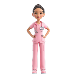 Female Nurse 3D Character Icon - Healthcare Professional