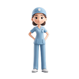 Friendly Female Nurse 3D Character Icon