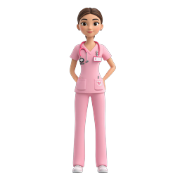 Female Nurse Character 3D Illustration - Pink Medical Icon