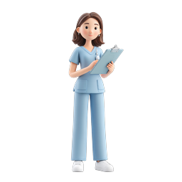 Ícone de Personagem Enfermeira - Profissional de Saúde em Estilo Argila 3D