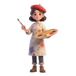 Female Painter Artist 3D Character Icon - Creative Profession