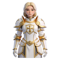 Female Paladin Knight 3D Icon | Fantasy Warrior Character